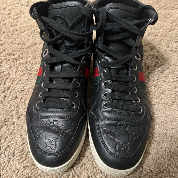 Gucci High Top Leather Sneakers - Picture 1 of 8
